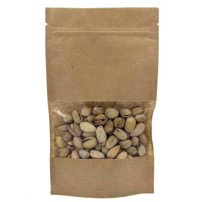 Пакет Дой-пак бумажный крафт 110х185 мм с прозрачным окном 70 мм, с зип-локом